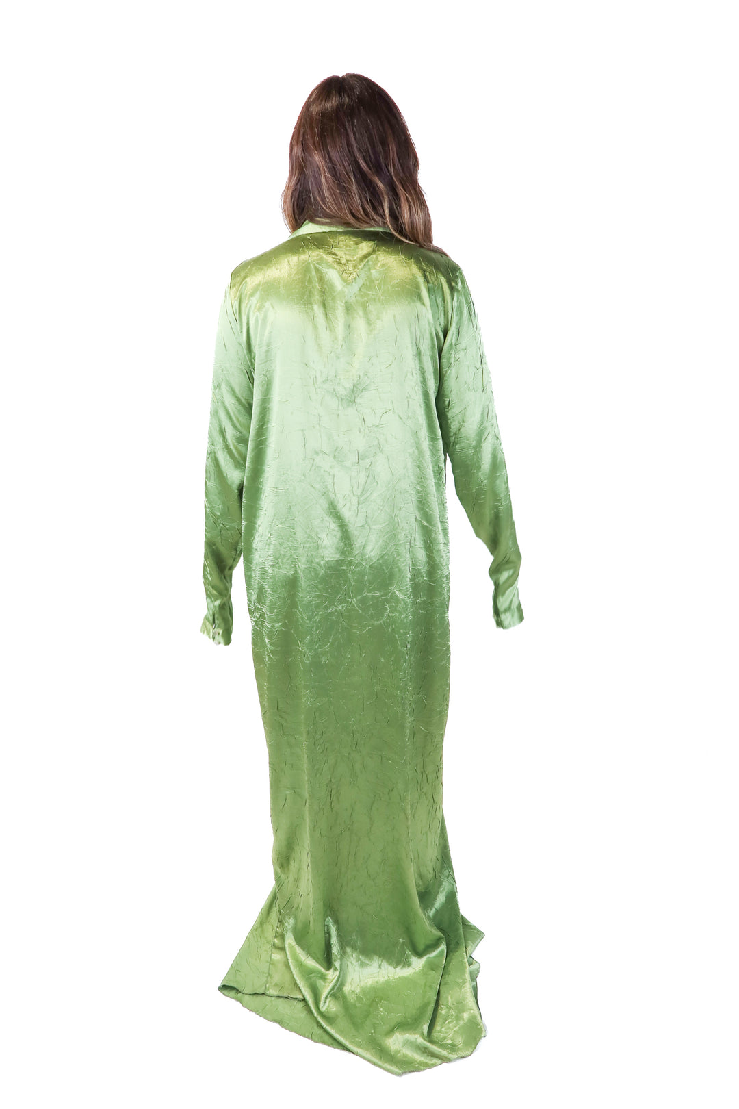 green crinkled pant and jacket set (M)