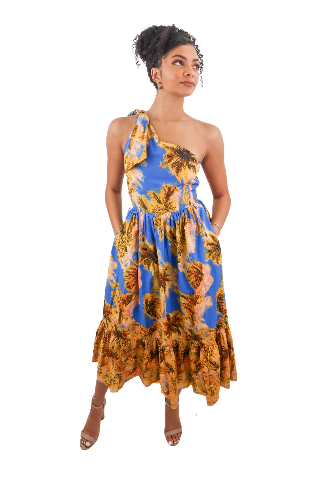 hunter bell yellow/blue halter dress (2; retail $515)