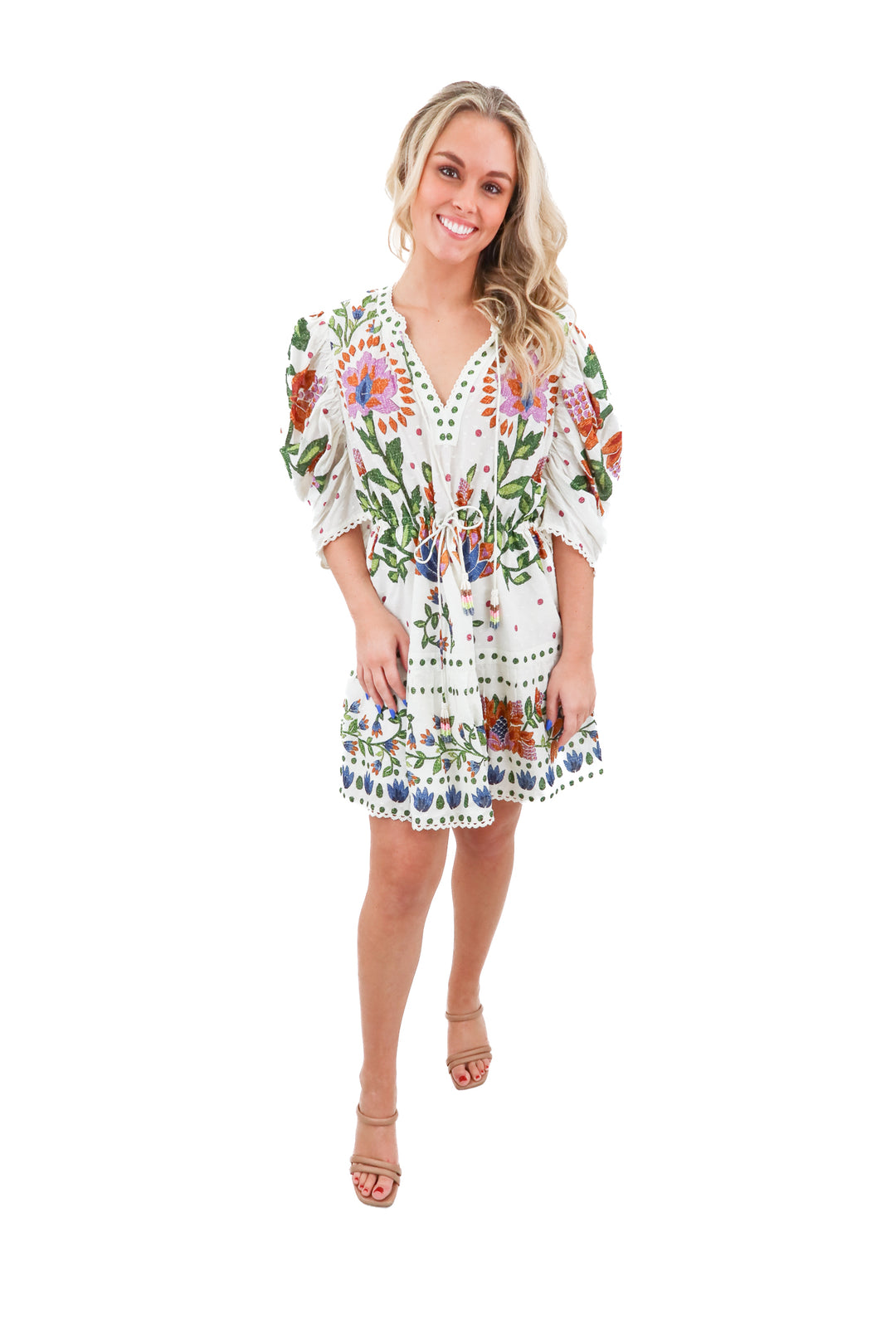 Farm Rio floral mini eyelet dress (m; retail $320)