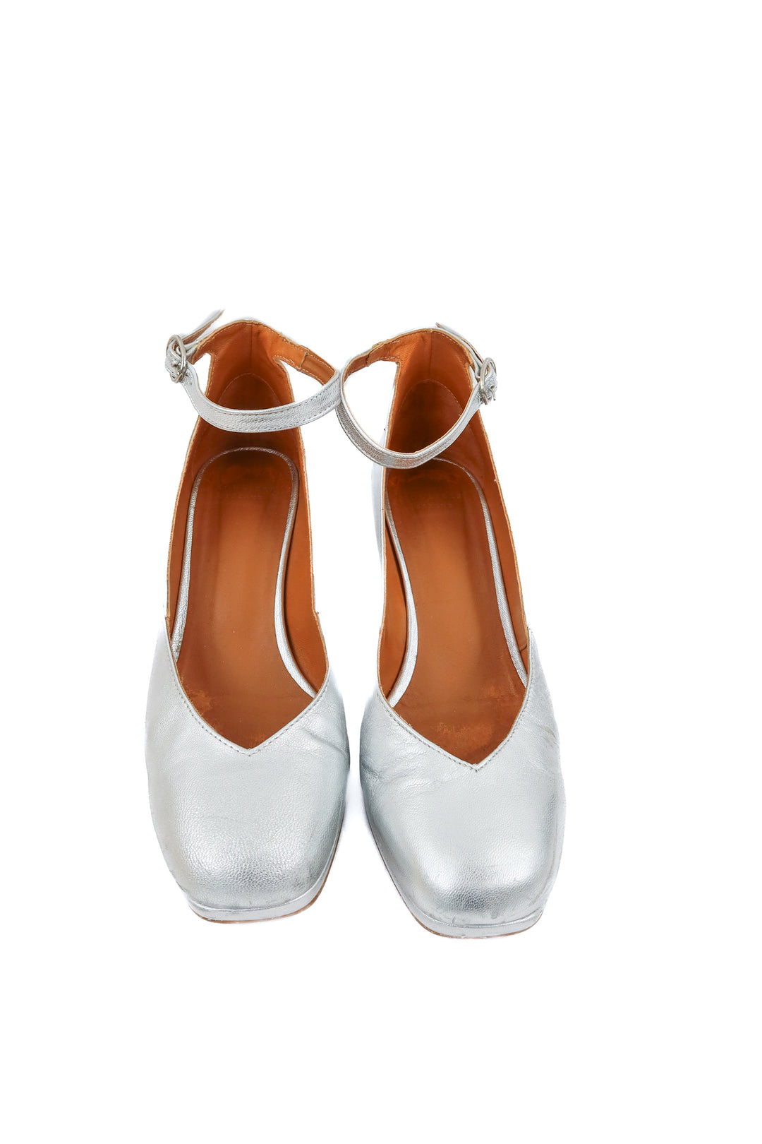 Sezane metallic silver heels (40/ US9-10)
