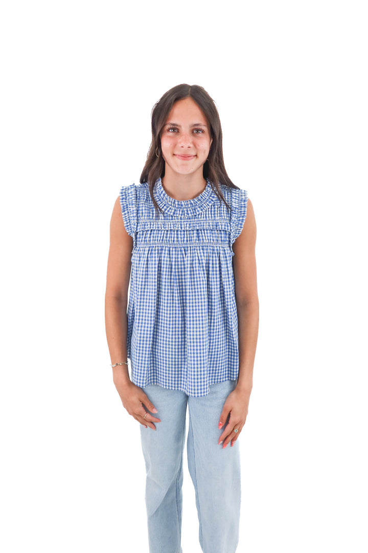 raisonnel blue gingham top (s; retail $79)