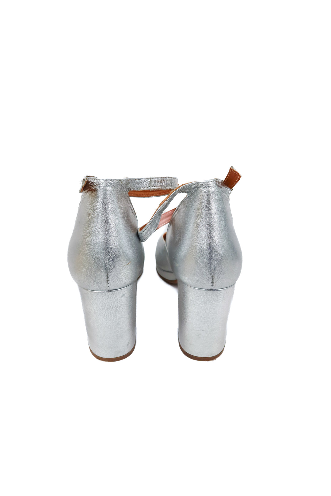 Sezane metallic silver heels (40/ US9-10)