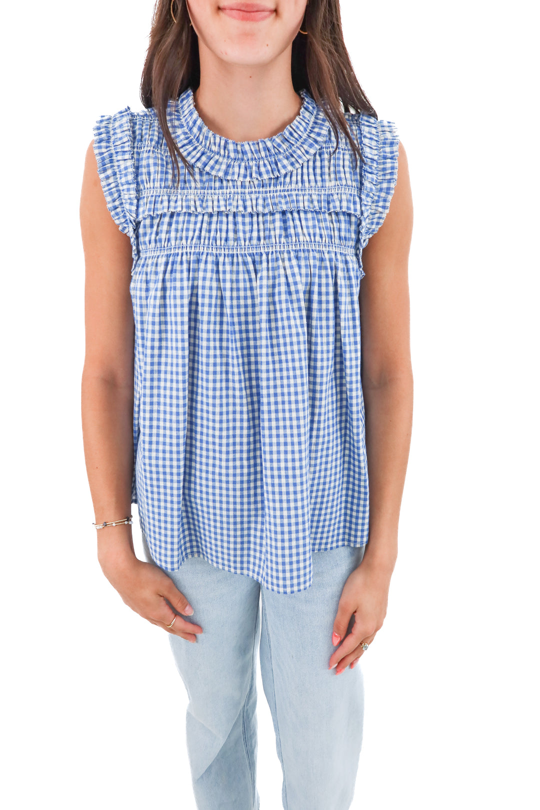 raisonnel blue gingham top (s; retail $79)