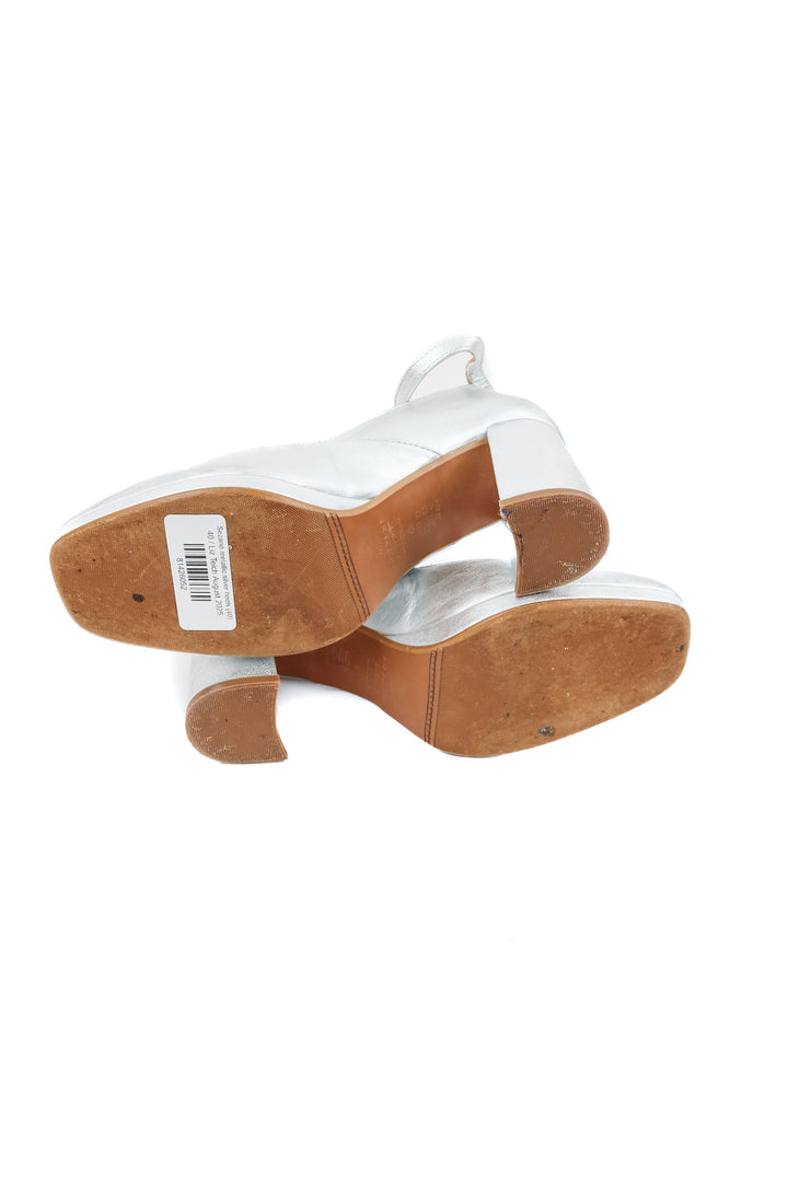 Sezane metallic silver heels (40/ US9-10)
