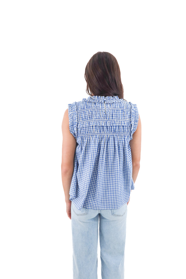raisonnel blue gingham top (s; retail $79)
