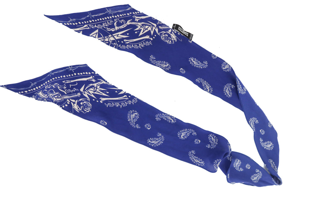 satine blue guns silk twilly
