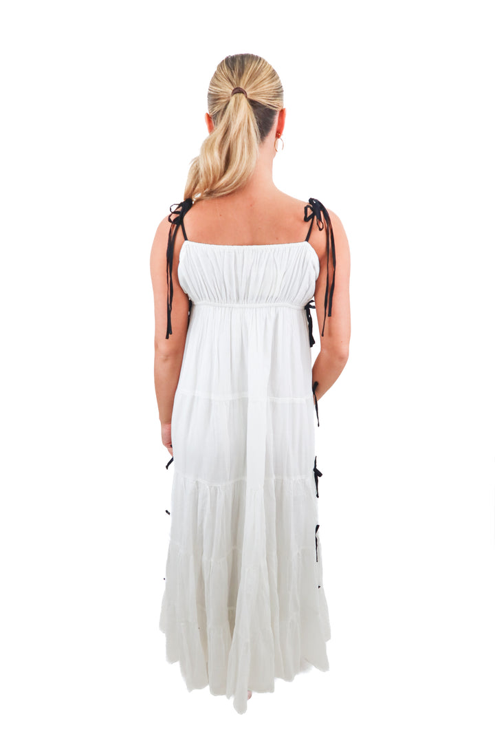 show me your mumu white/black bow maxi dress NWT (s; retail $228)