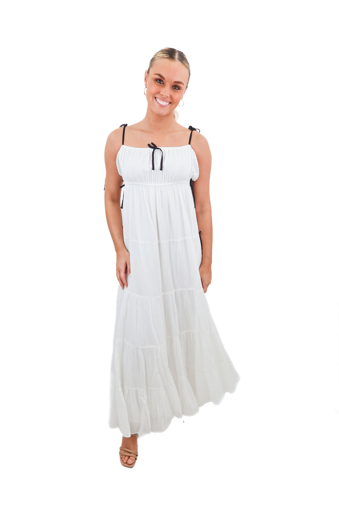 show me your mumu white/black bow maxi dress NWT (s; retail $228)