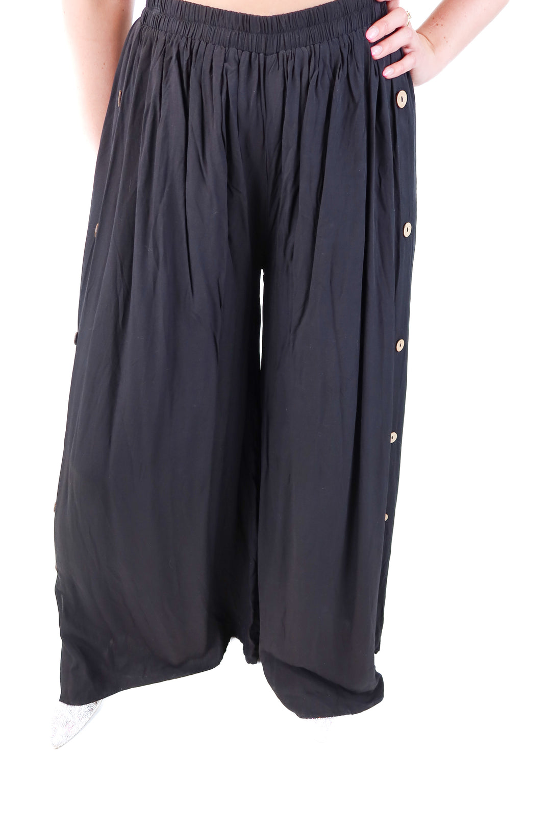 jmp the label black wide leg jeans (M)