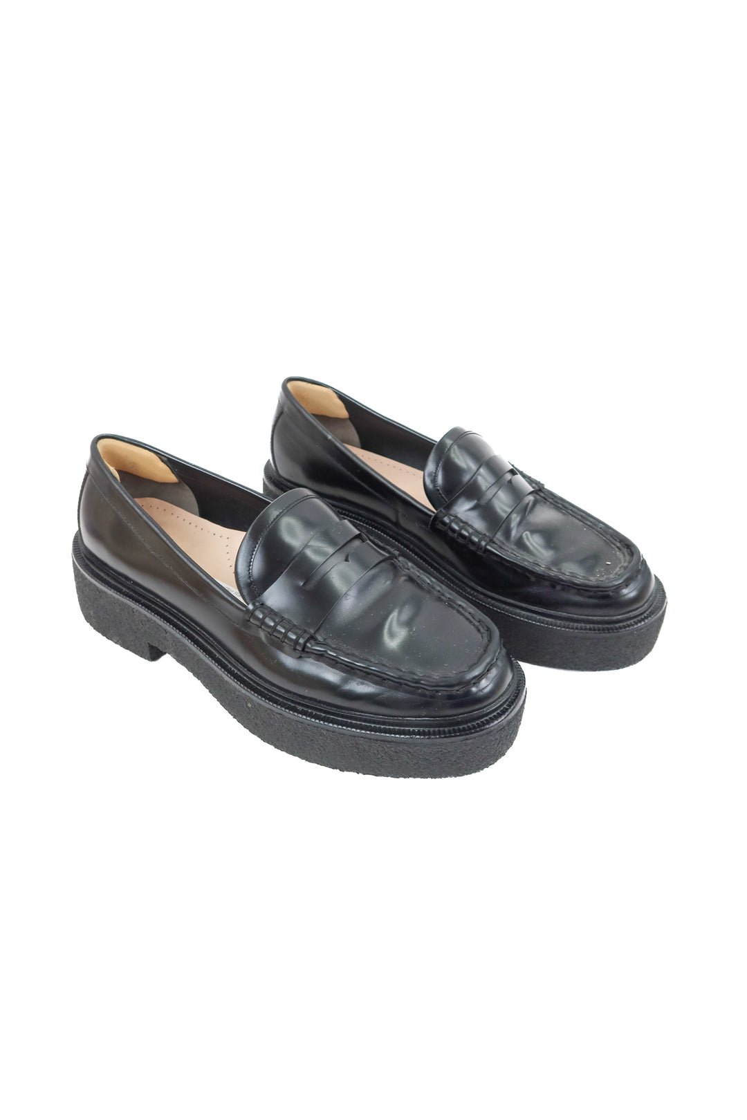 Loeffler Randall black loafers (9; retail $325)
