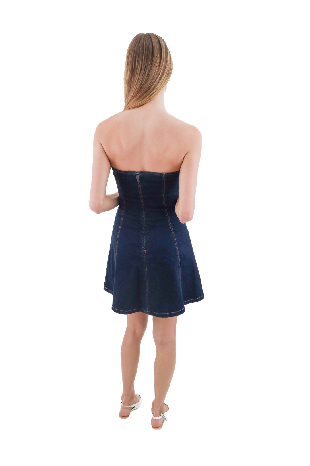 abercrombie & fitch dark wash denim strapless mini dress (xs)