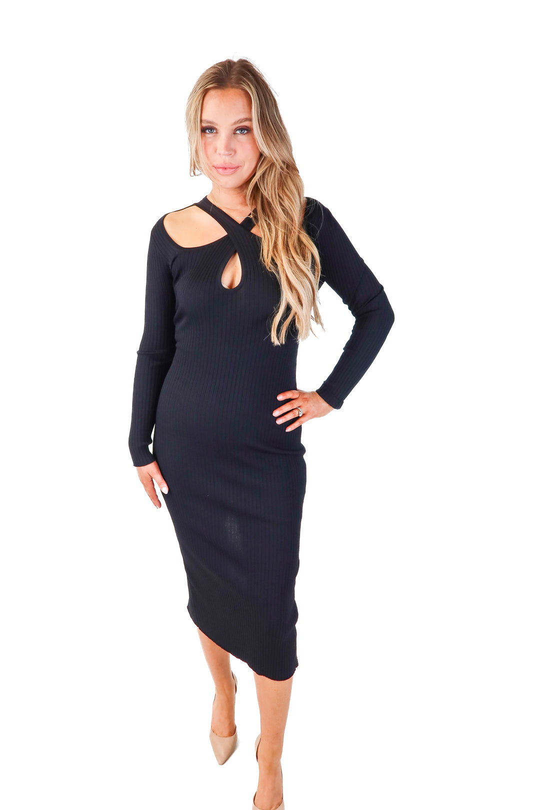 miss lola black cut out dress (M)