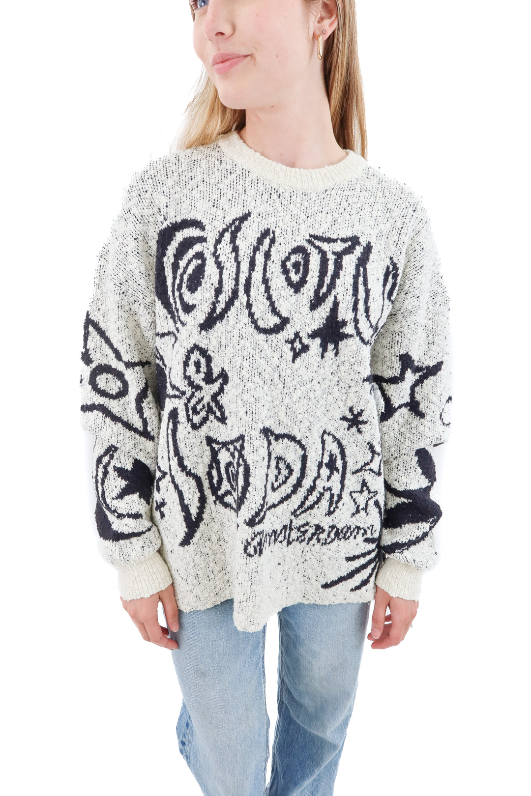scotch & soda white/black knit sweater nwt (s; retail $158)