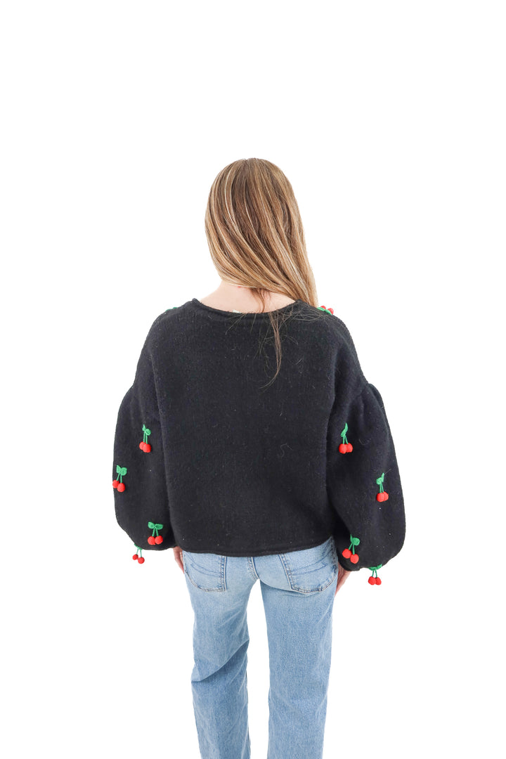 farm rio black cherry knit cardigan (s; retail $248)