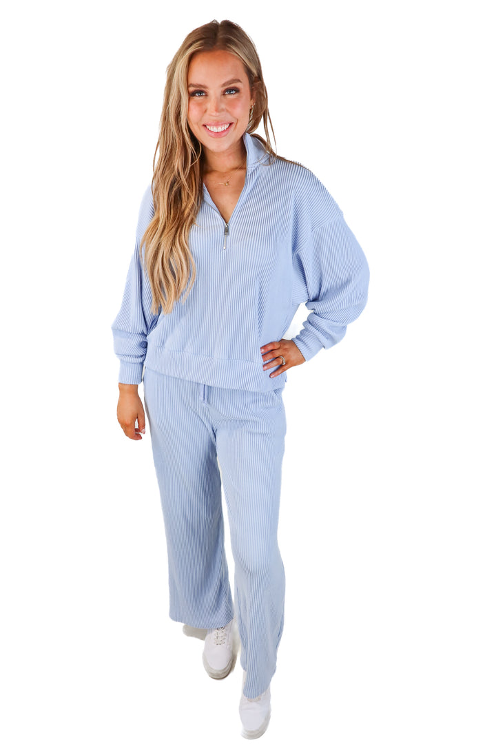 abercrombie & fitch periwinkle ribbed lounge set (s/m; retail $120)