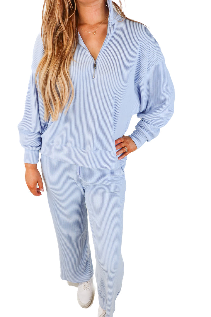 abercrombie & fitch periwinkle ribbed lounge set (s/m; retail $120)