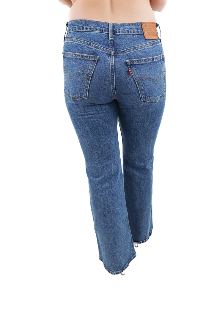 levi's medium wash middy flare jeans (27; retail $110)