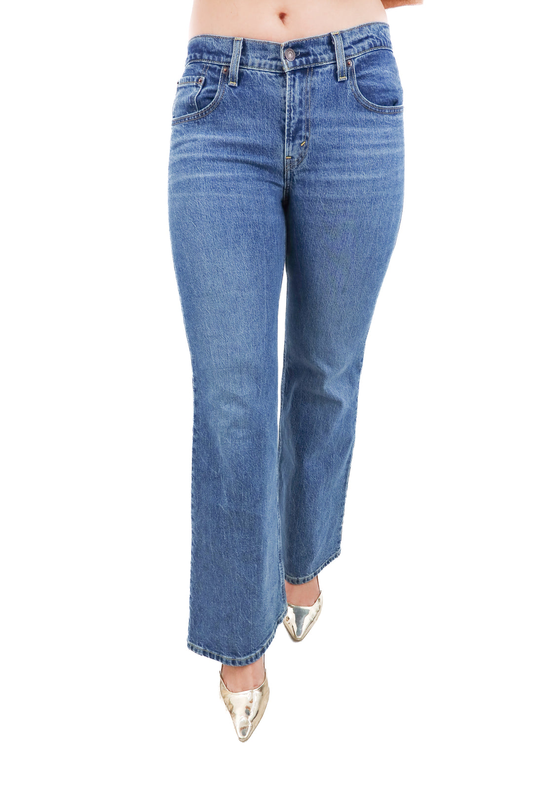 levi's medium wash middy flare jeans (27; retail $110)