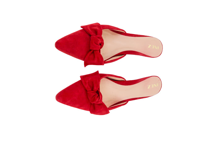 Inez red suede shoes (9; retail $350)