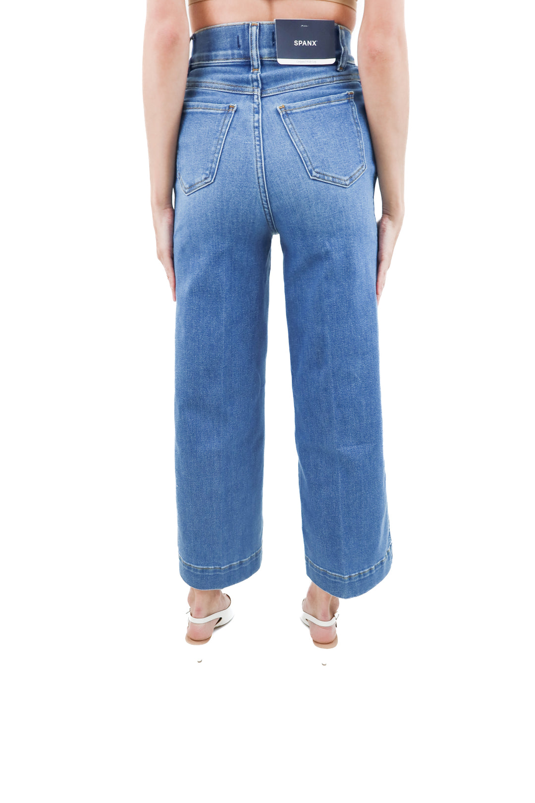 spanx lightwash wide leg jeans nwt (xs; retail $158)
