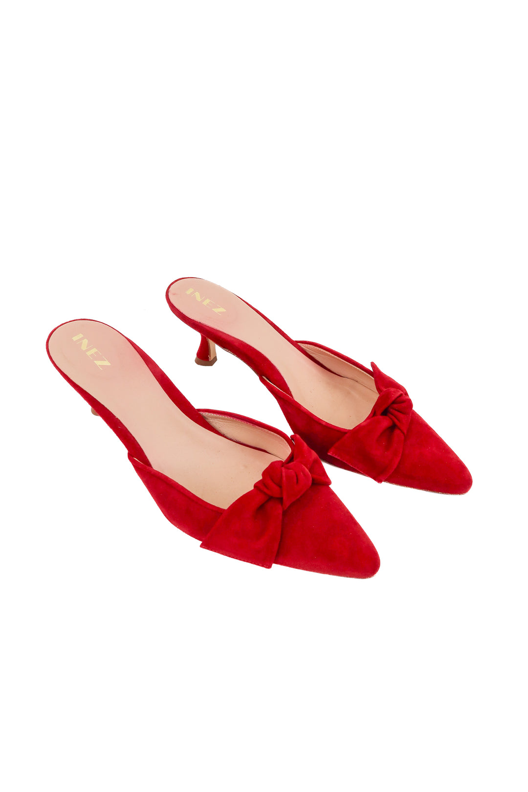 Inez red suede shoes (9; retail $350)