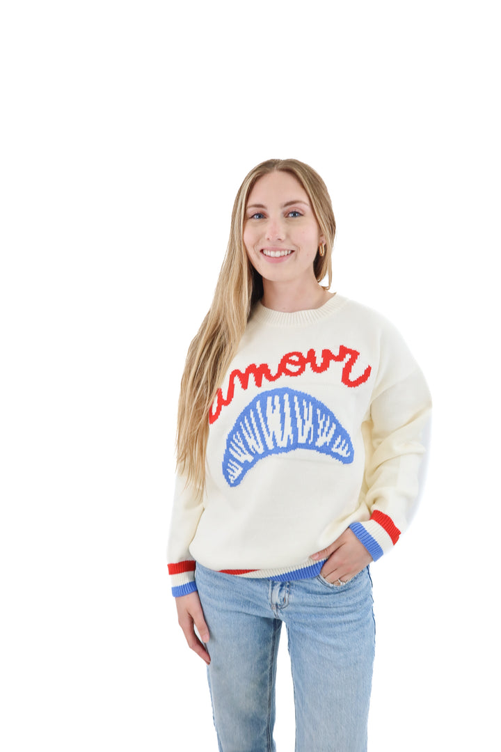 miss sparkling cream amour knit sweater (s; retail $60)