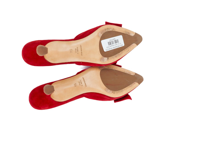 Inez red suede shoes (9; retail $350)