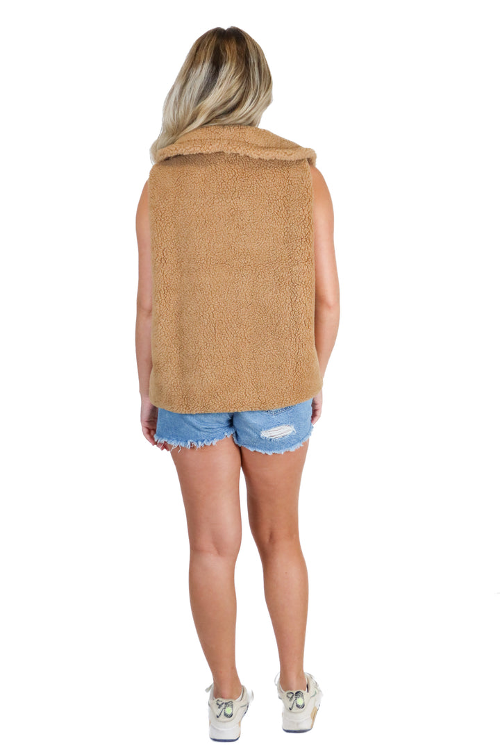 ann taylor brown teddy vest (xs/s; retail $139.50)