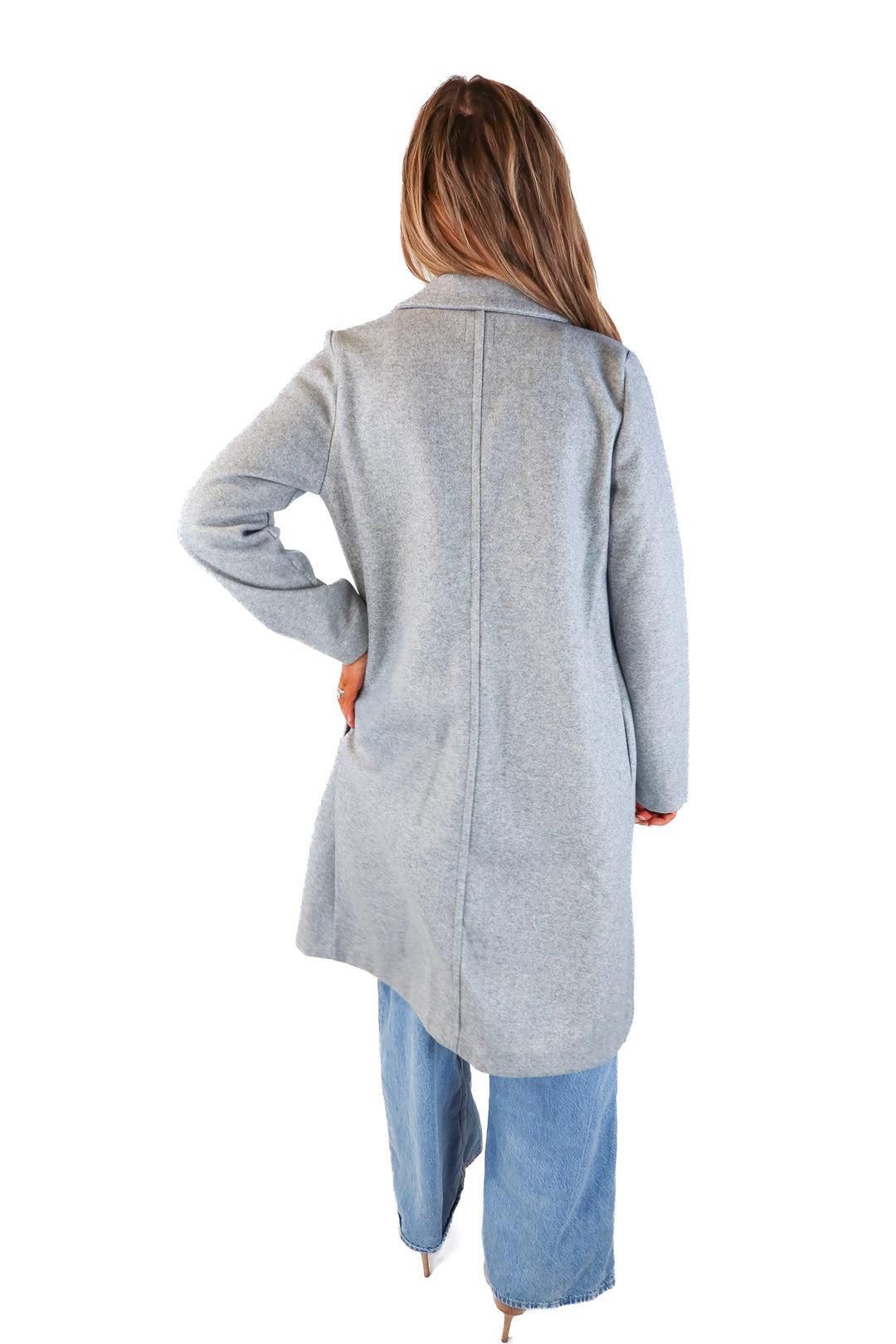 zara grey wool long coat (m; retail $89.90)