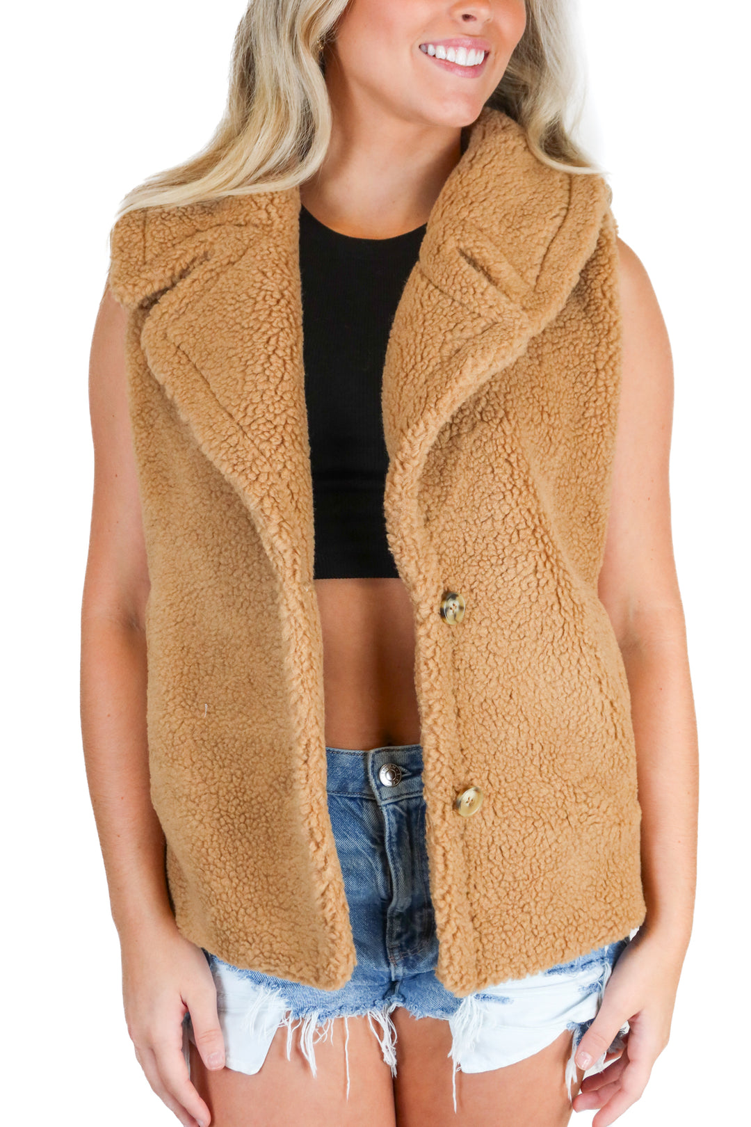 ann taylor brown teddy vest (xs/s; retail $139.50)