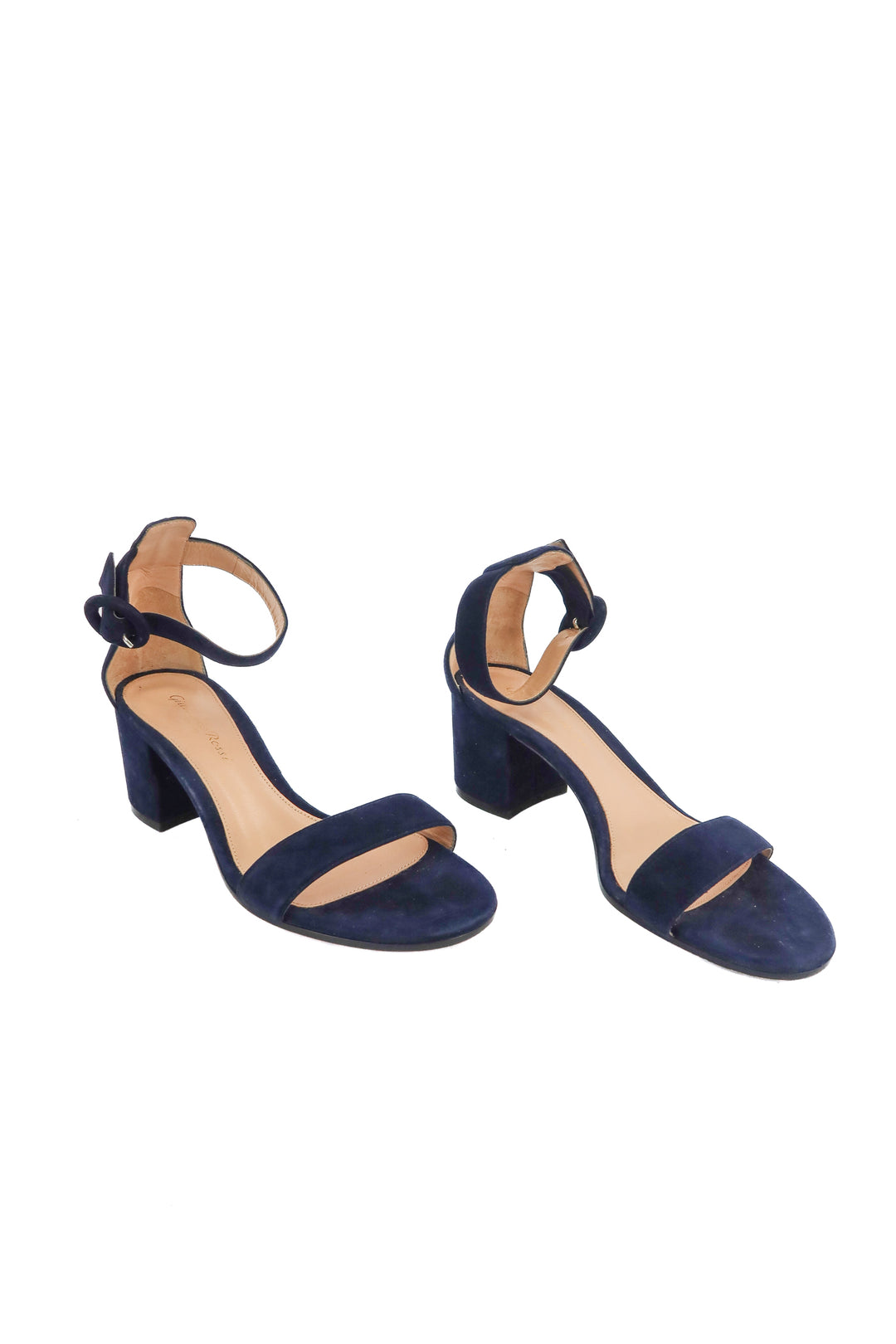gianvitto rossi navy chunky heel sandals (37; retail $595)