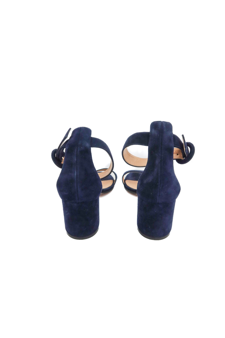 gianvitto rossi navy chunky heel sandals (37; retail $595)