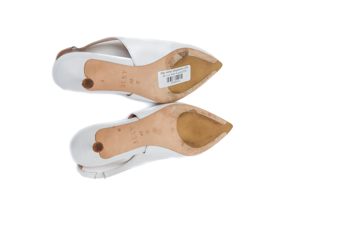 Ally white slingbacks (40; retail $335)