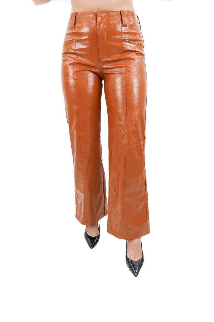 free people caramel vegan leather pants (4; retail $158)
