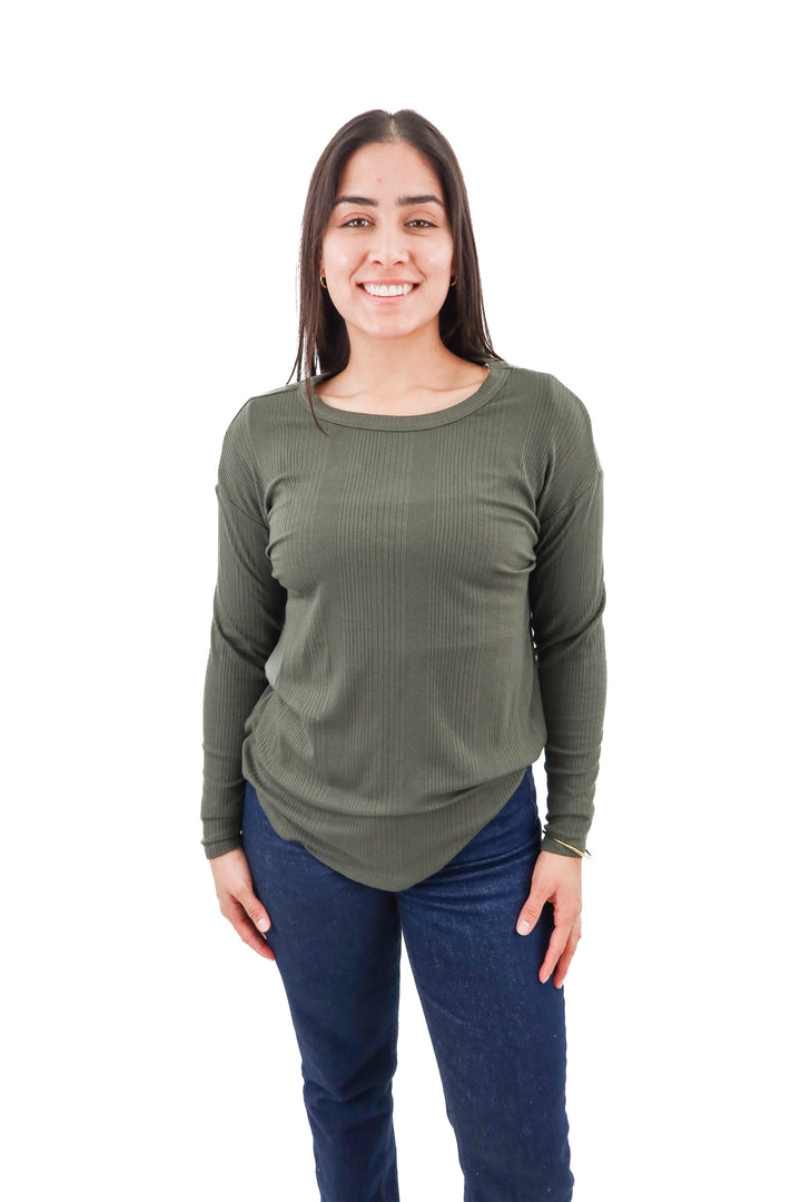 lou & grey green long sleeve top (xs)