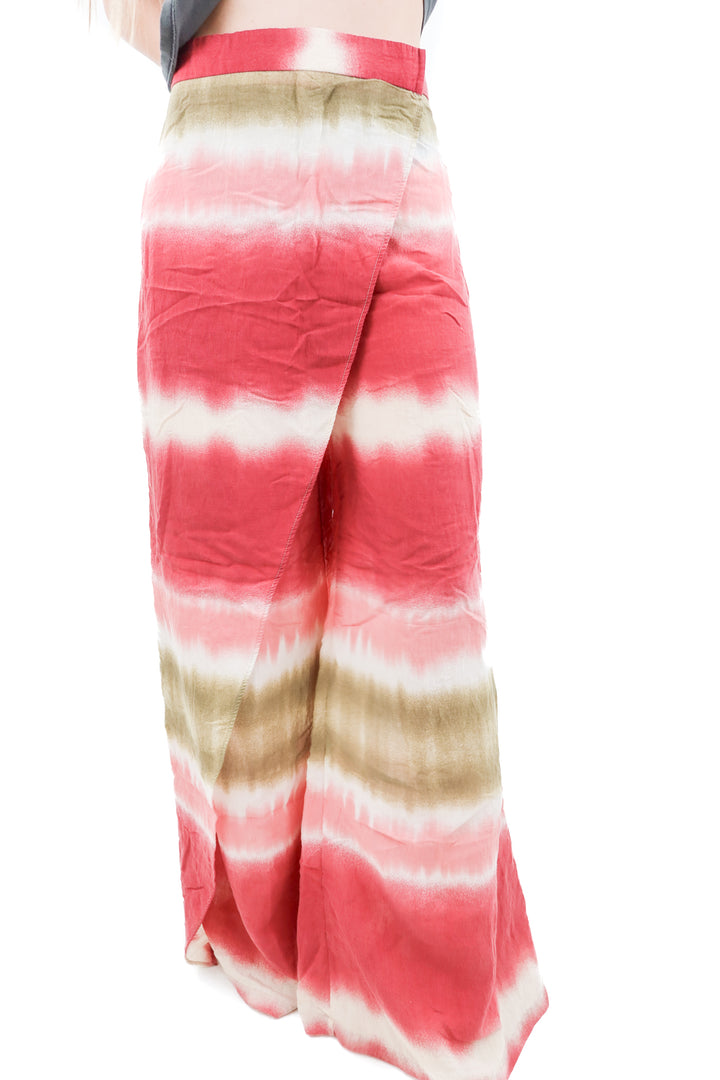 zara pink green tie dye maxi skirt (s)