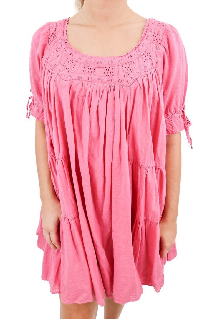 free people pink babydoll dress (xs; retail $148)