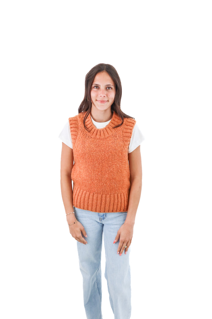 pilcro orange knit vest w/ built in white shirt nwt (xxs; retail $128)