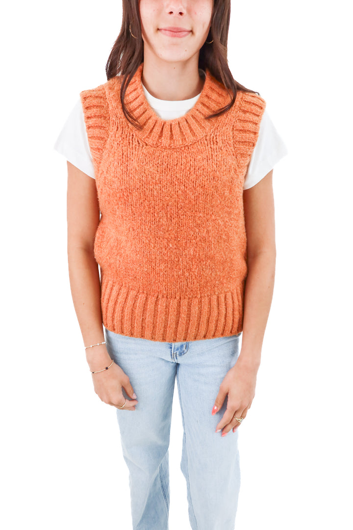 pilcro orange knit vest w/ built in white shirt nwt (xxs; retail $128)