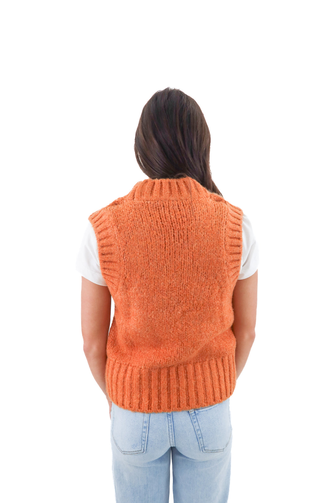 pilcro orange knit vest w/ built in white shirt nwt (xxs; retail $128)