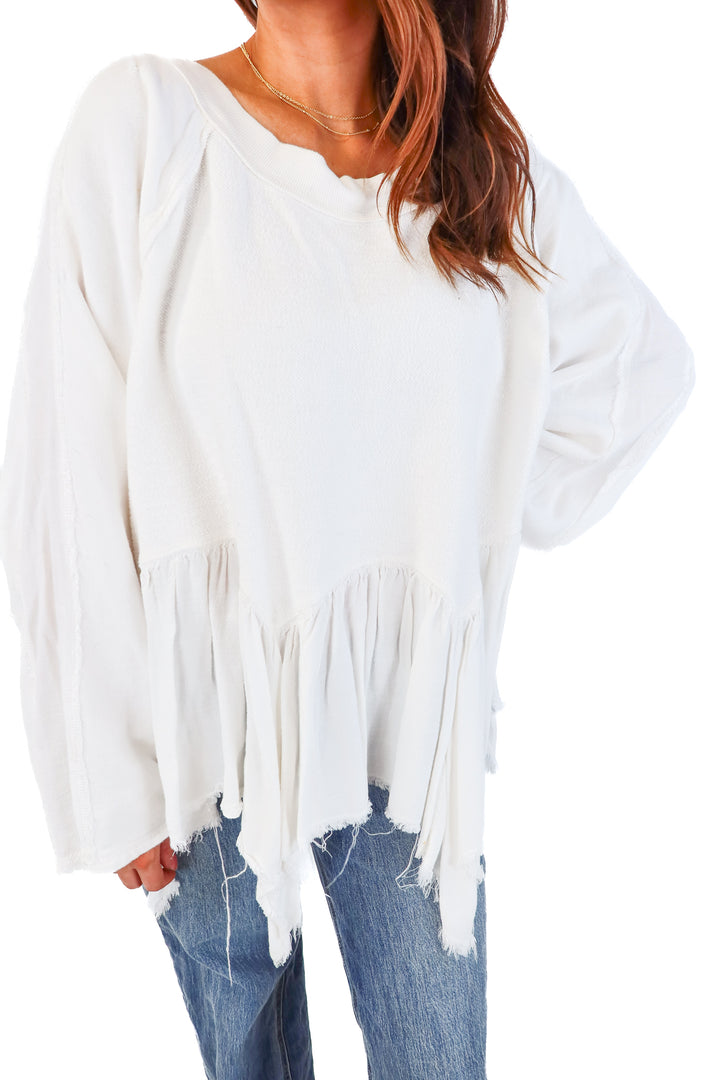 free people white oversized pullover (m)