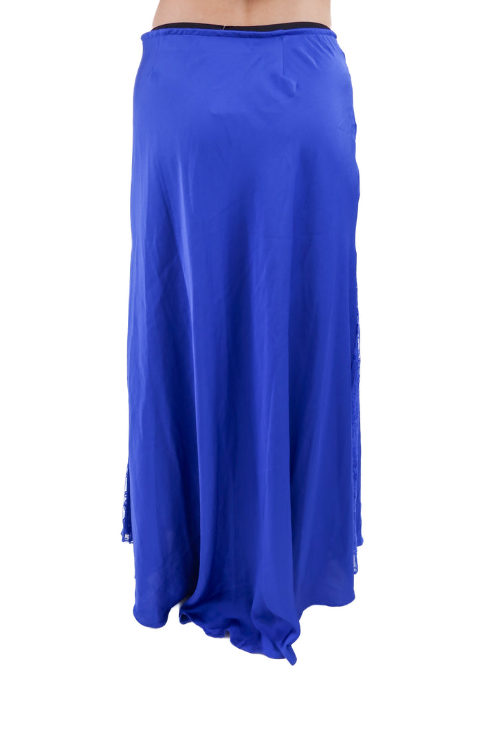 intimately free people blue satin lace maxi skirt (s; retail $118)