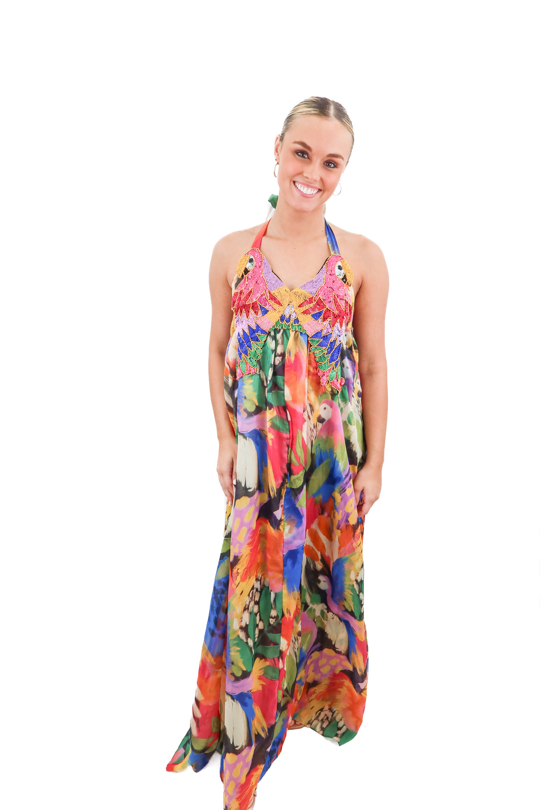show me your mumu tropical beaded maxi dress NWT (xs; retail $348)