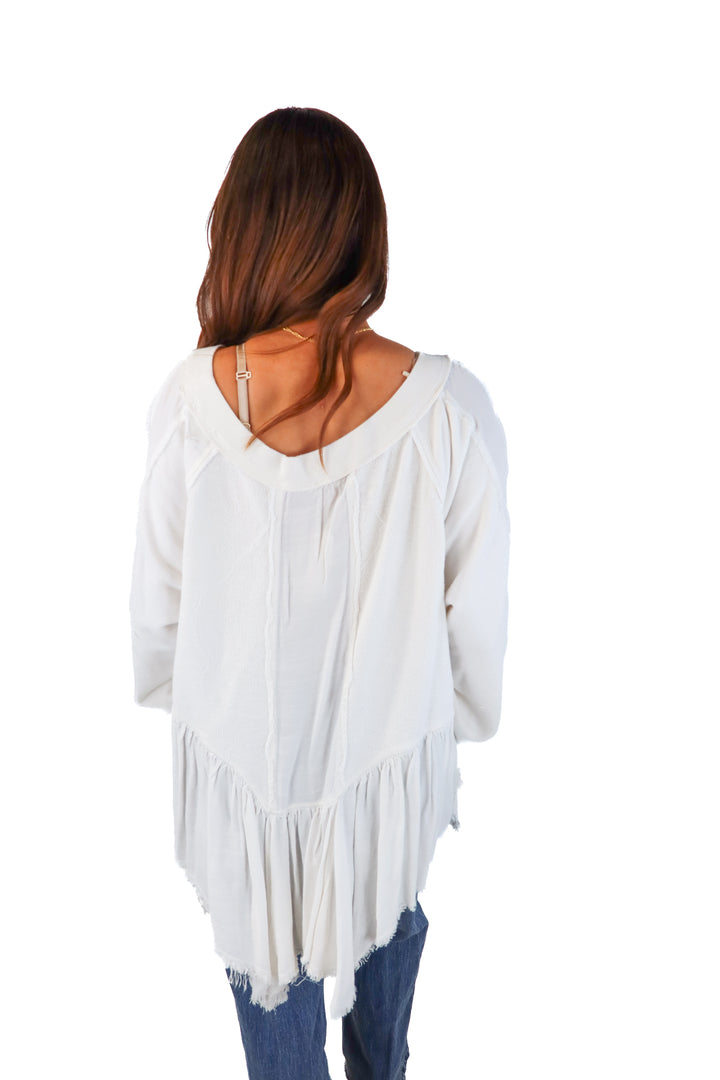 free people white oversized pullover (m)