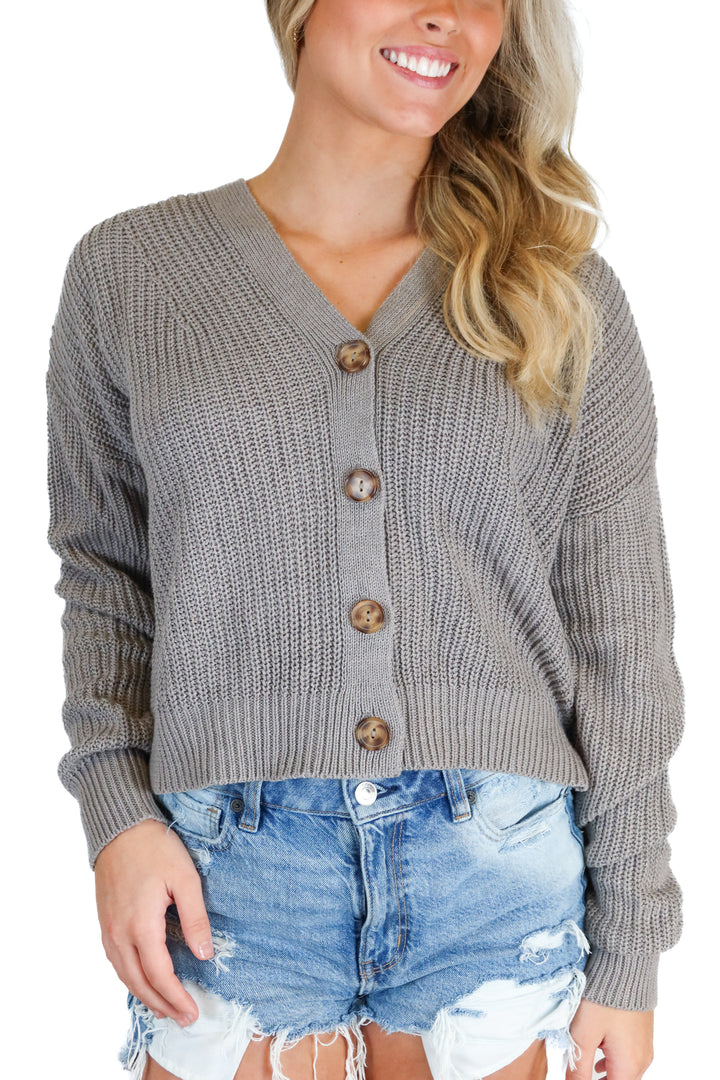 Ambiance apparel grey knit cardigan (s)