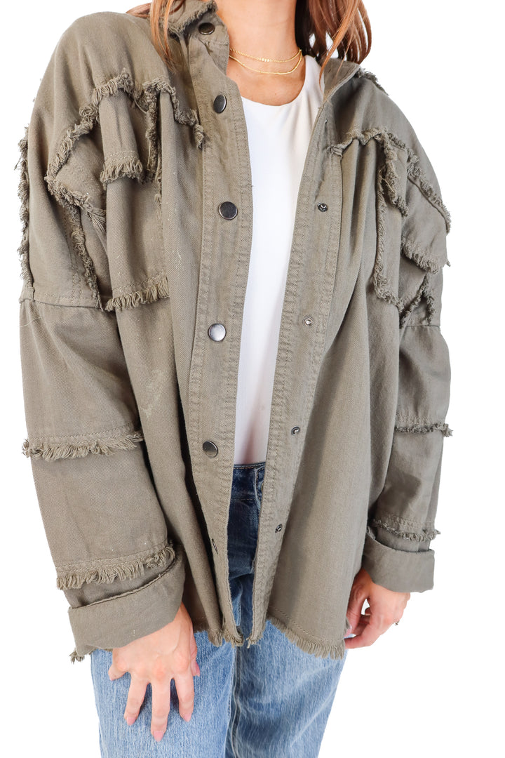 rock and roll green button up top (m)