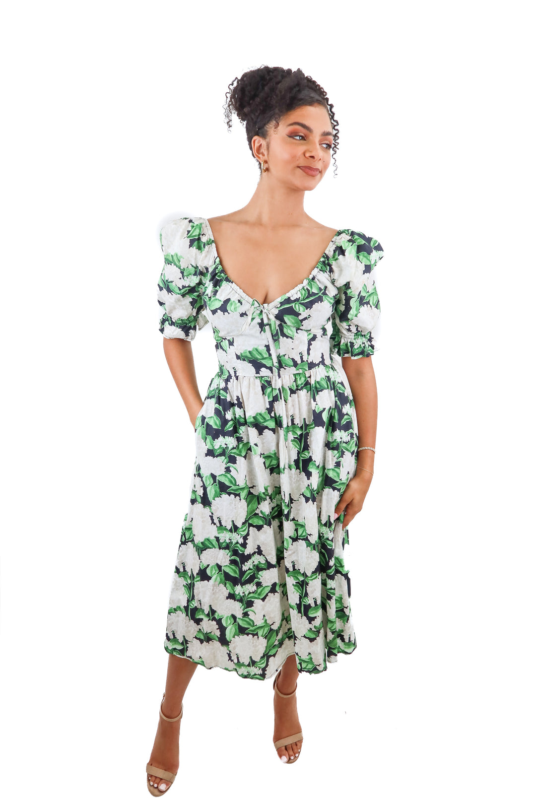 hill house green hydrangea maxi dress (s; retail $175)