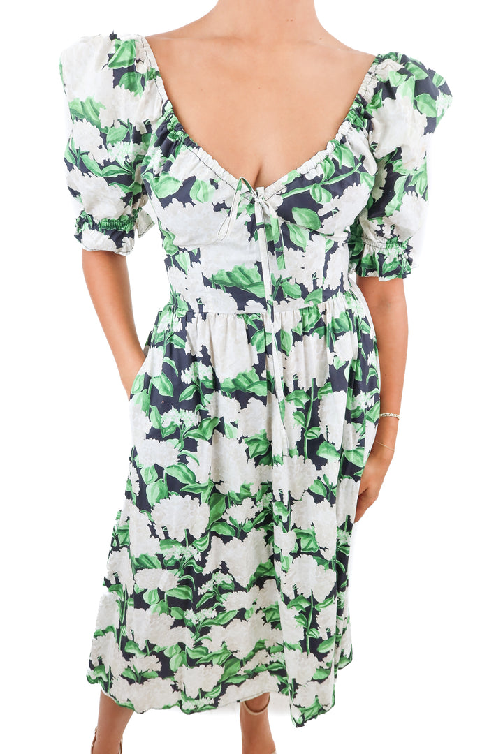 hill house green hydrangea maxi dress (s; retail $175)
