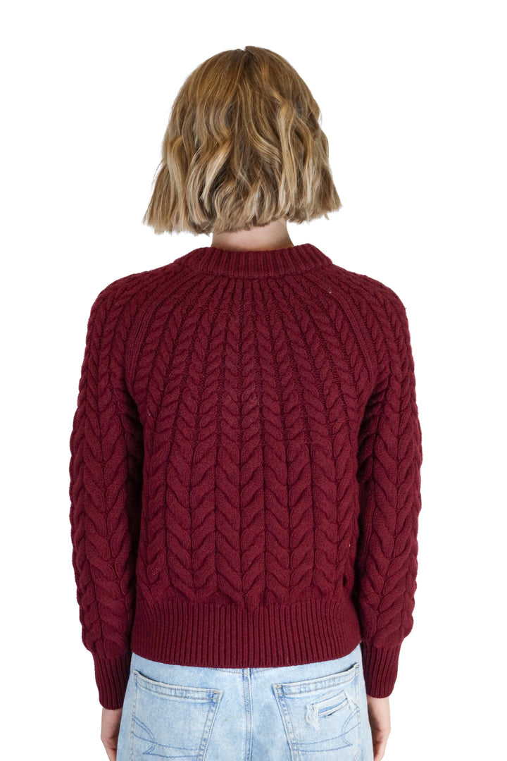 Ann Taylor Maroon Cable Knit Sweater (XS; retail $138)