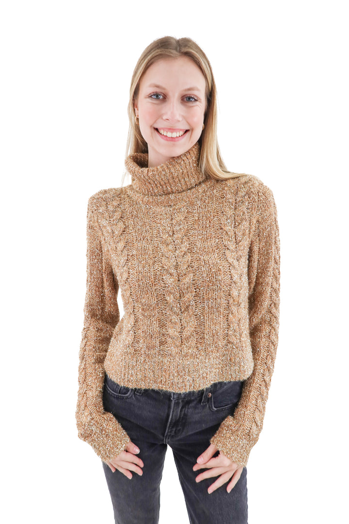pilcro brown sparkly knit sweater (s)